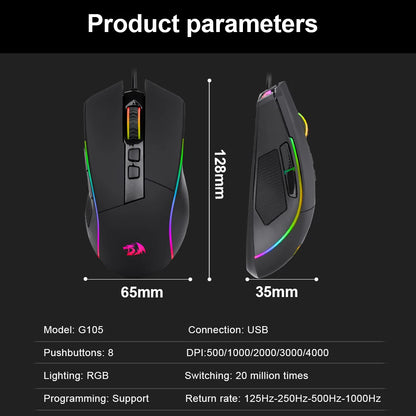 Mouse REDRAGON Lonewolf G105 RGB Wired