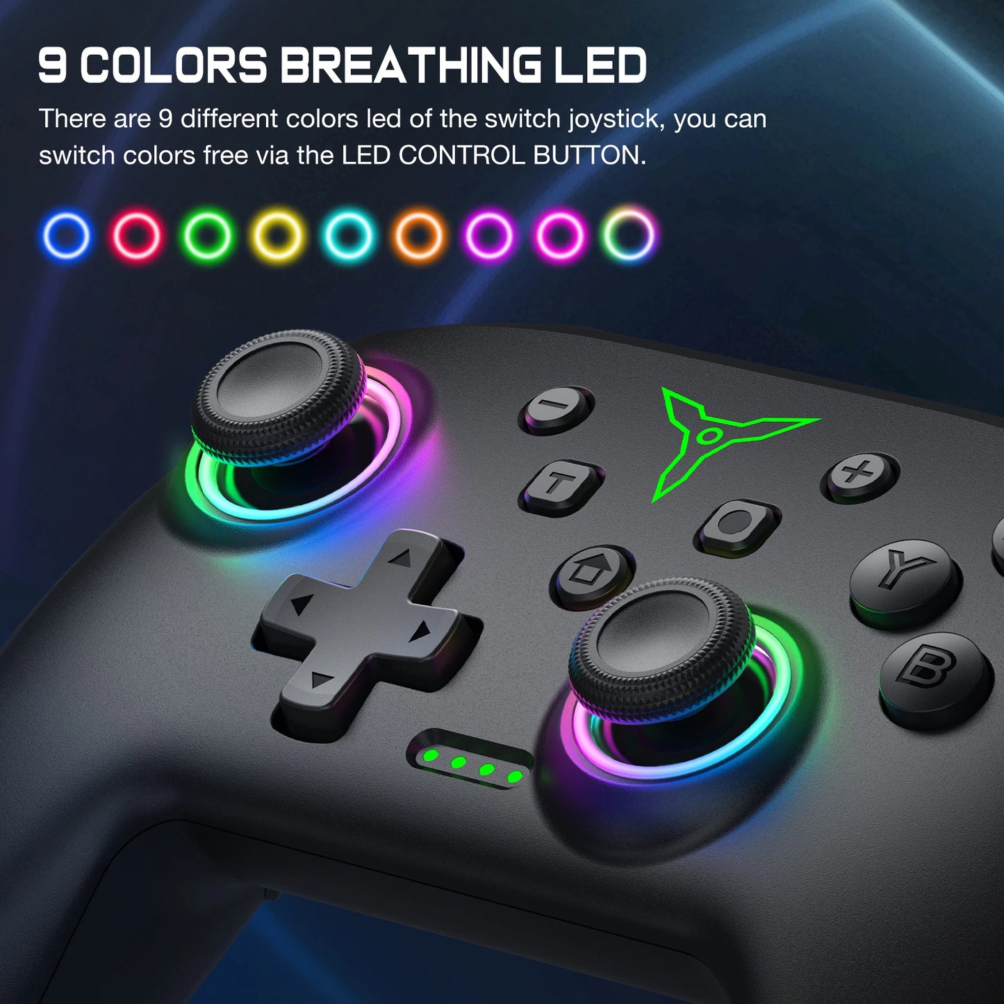 Controlador inalámbrico Bluetooth RGB para Nintendo Switch/Switch OLED/Switch Lite/PC/Joystick multifuncional para juegos móviles.