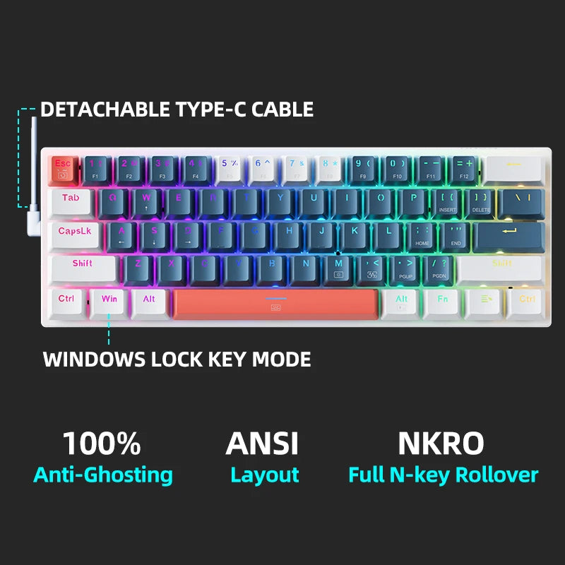 Machenike K500-B61 Mini Teclado Mecanico 60%