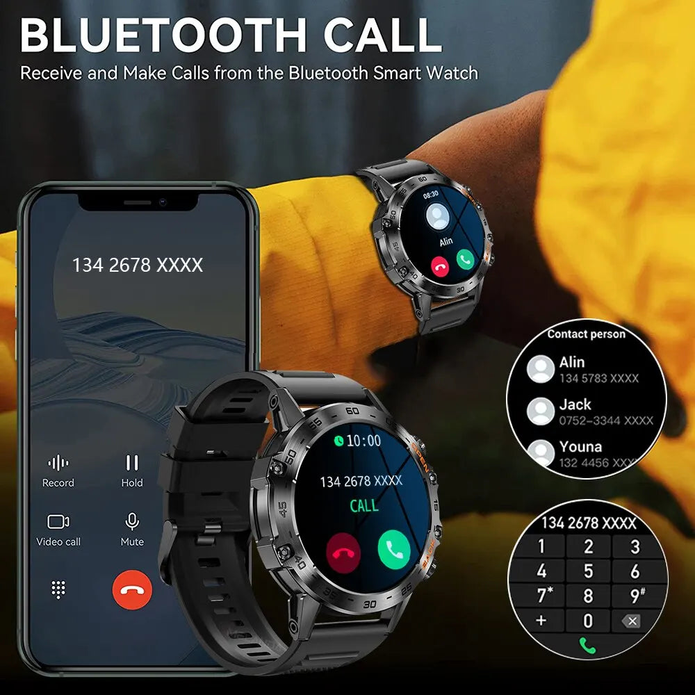 Reloj inteligente de acero de 1.39 pulgadas con Bluetooth para hombres, impermeable IP67