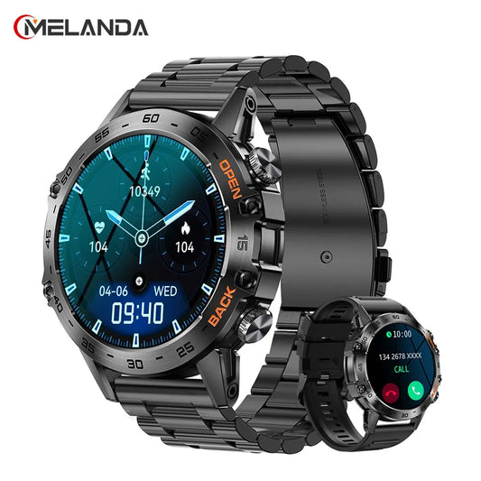 Reloj inteligente de acero de 1.39 pulgadas con Bluetooth para hombres, impermeable IP67