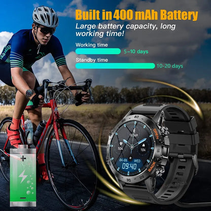 Reloj inteligente de acero de 1.39 pulgadas con Bluetooth para hombres, impermeable IP67