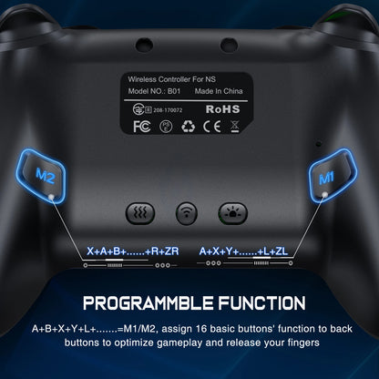 Controlador inalámbrico Bluetooth RGB para Nintendo Switch/Switch OLED/Switch Lite/PC/Joystick multifuncional para juegos móviles.